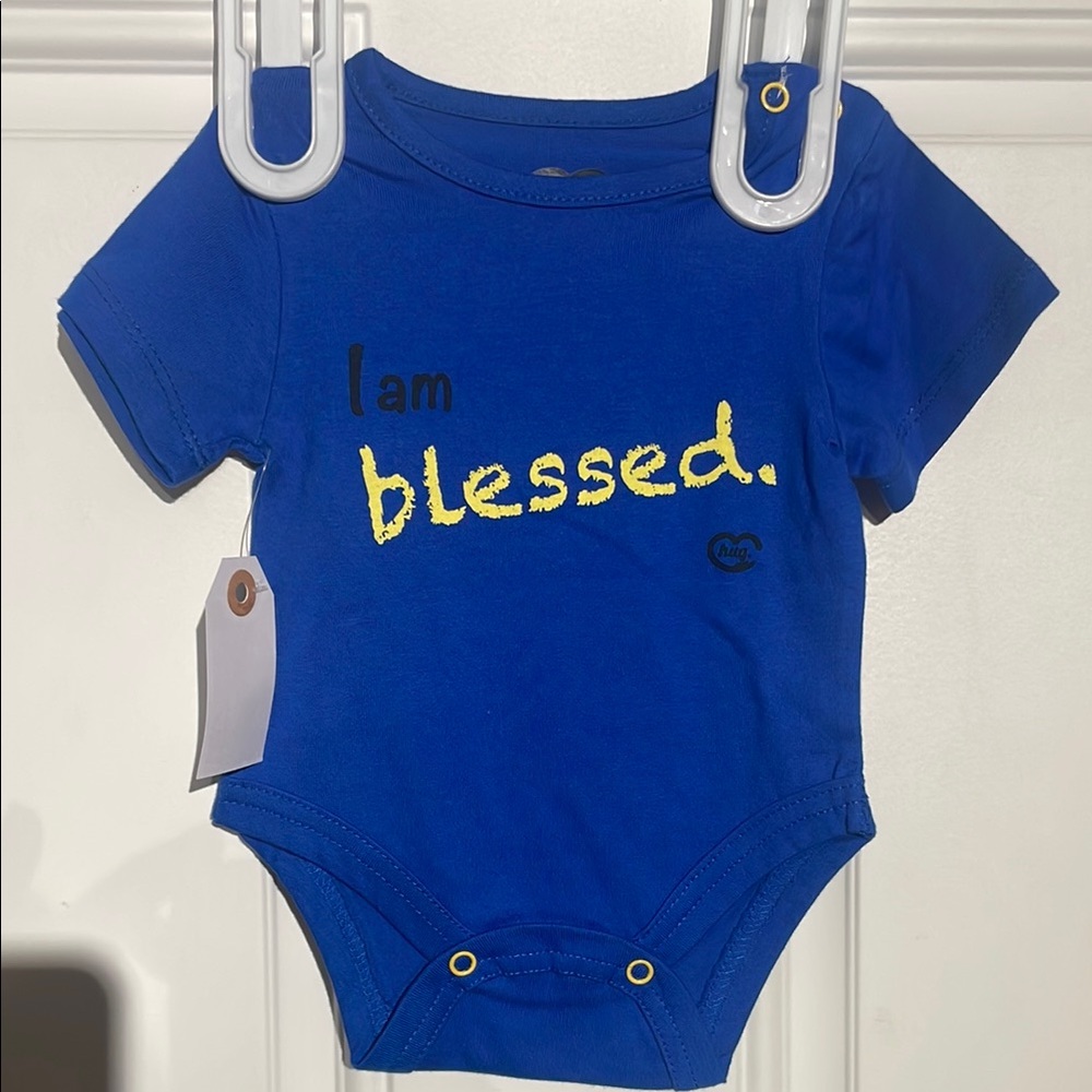 Blue Baby Onesie with 'I am blessed' Print